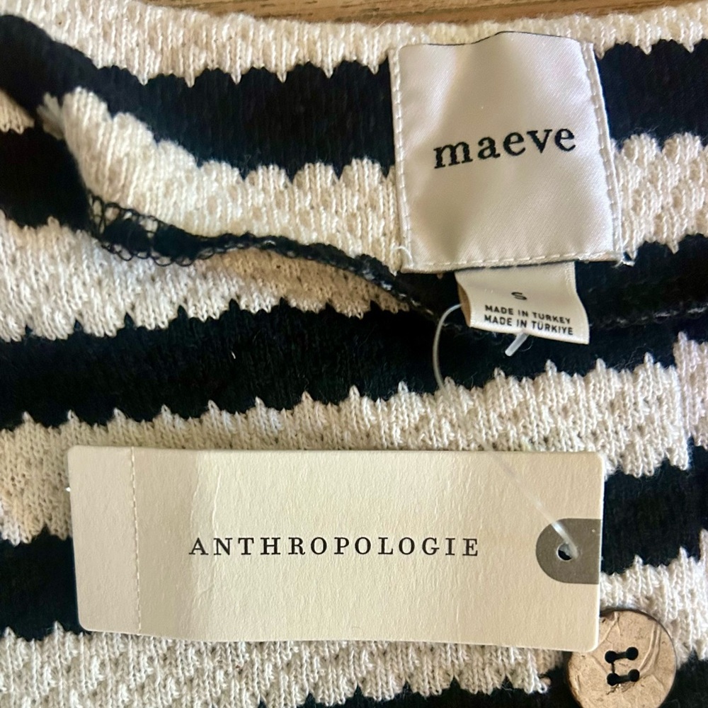Anthropologie Black and White Striped Top NWT - Picture 3 of 6